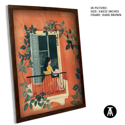 Artwork in Dark Brown Frame