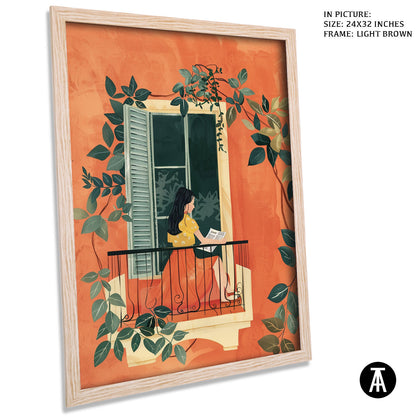 Artwork in Light Brown Frame