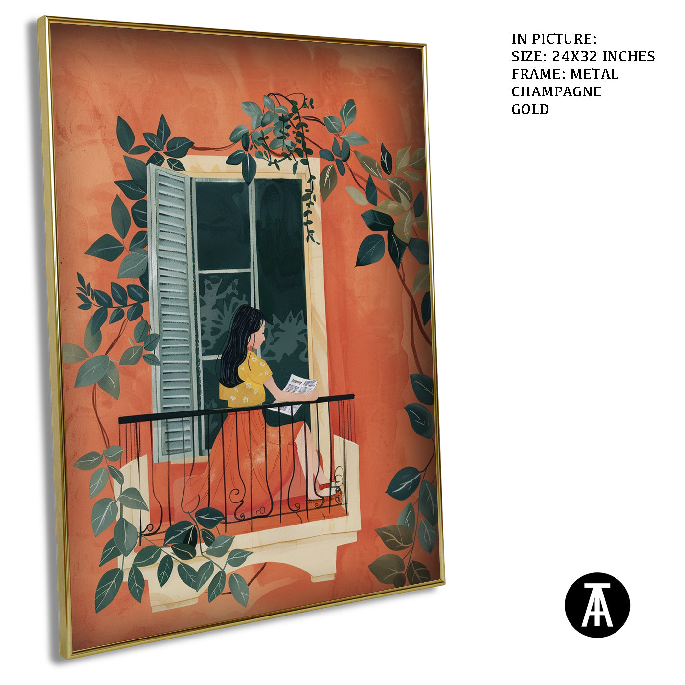 Artwork in Metal Champagne Gold Frame