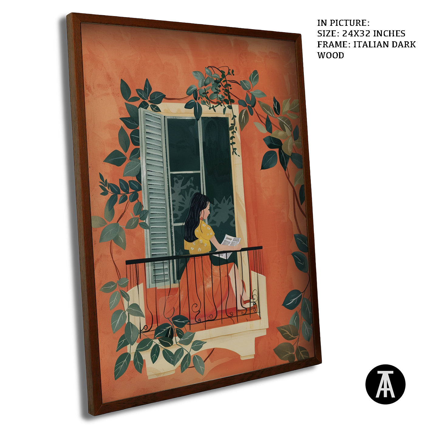 Artwork in Dark Wood Frame
