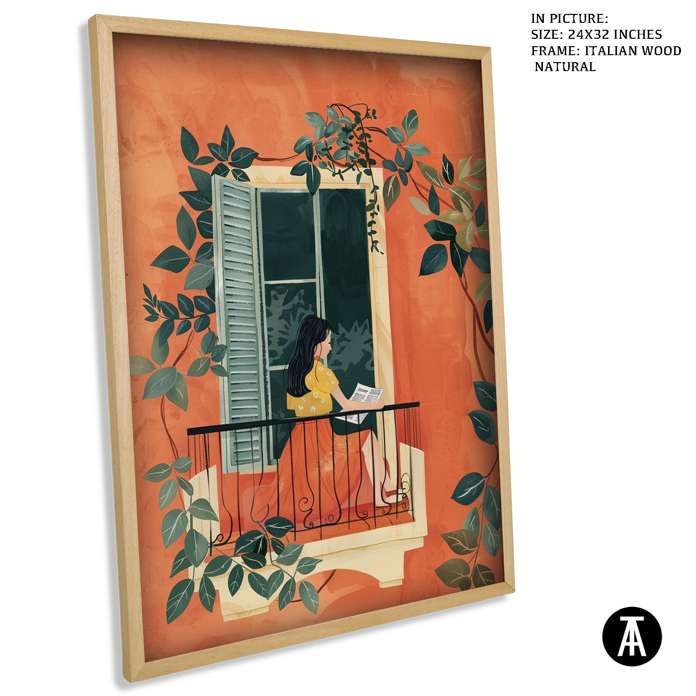 Artwork in Natural Wood Frame
