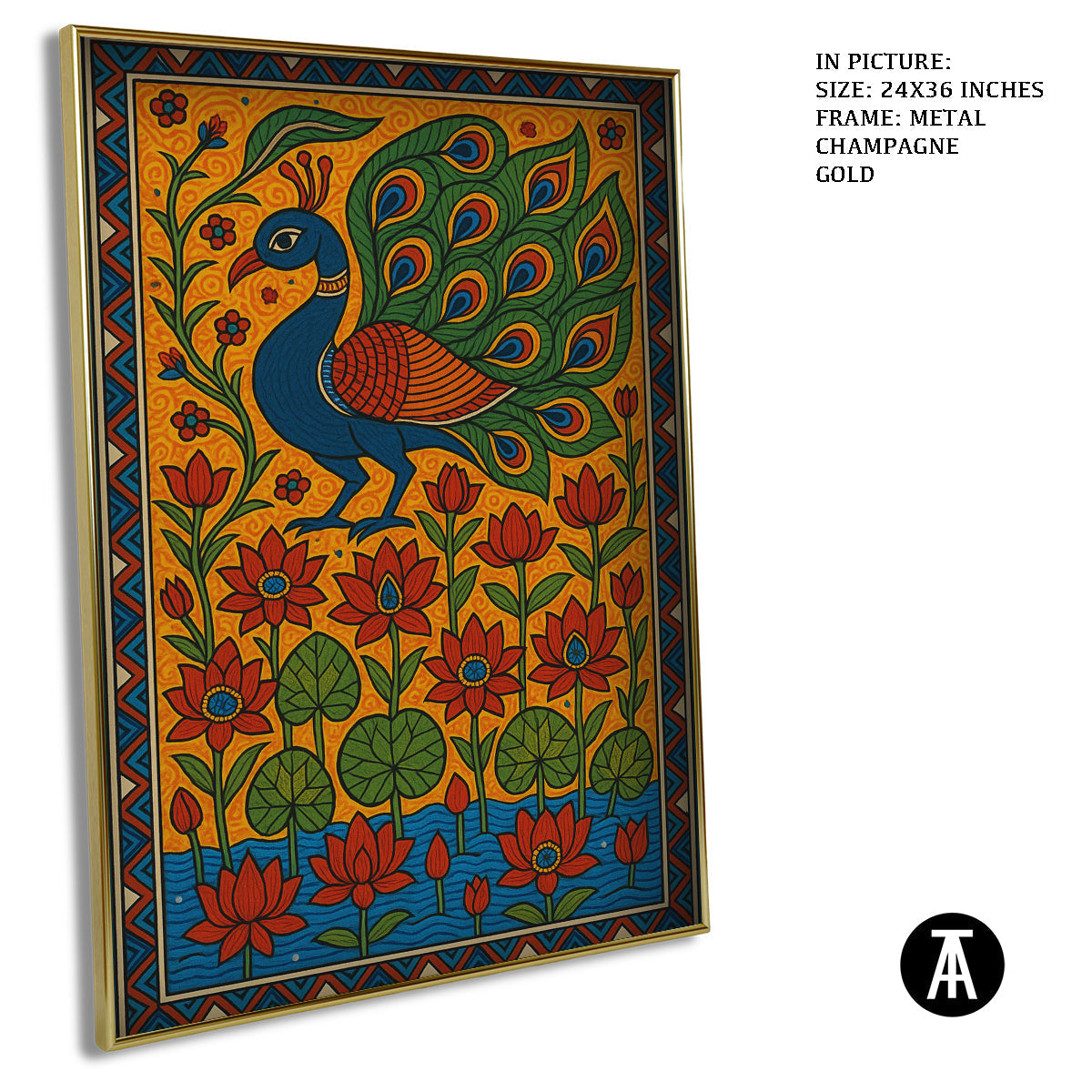 Artwork in Metal Champagne Gold Frame