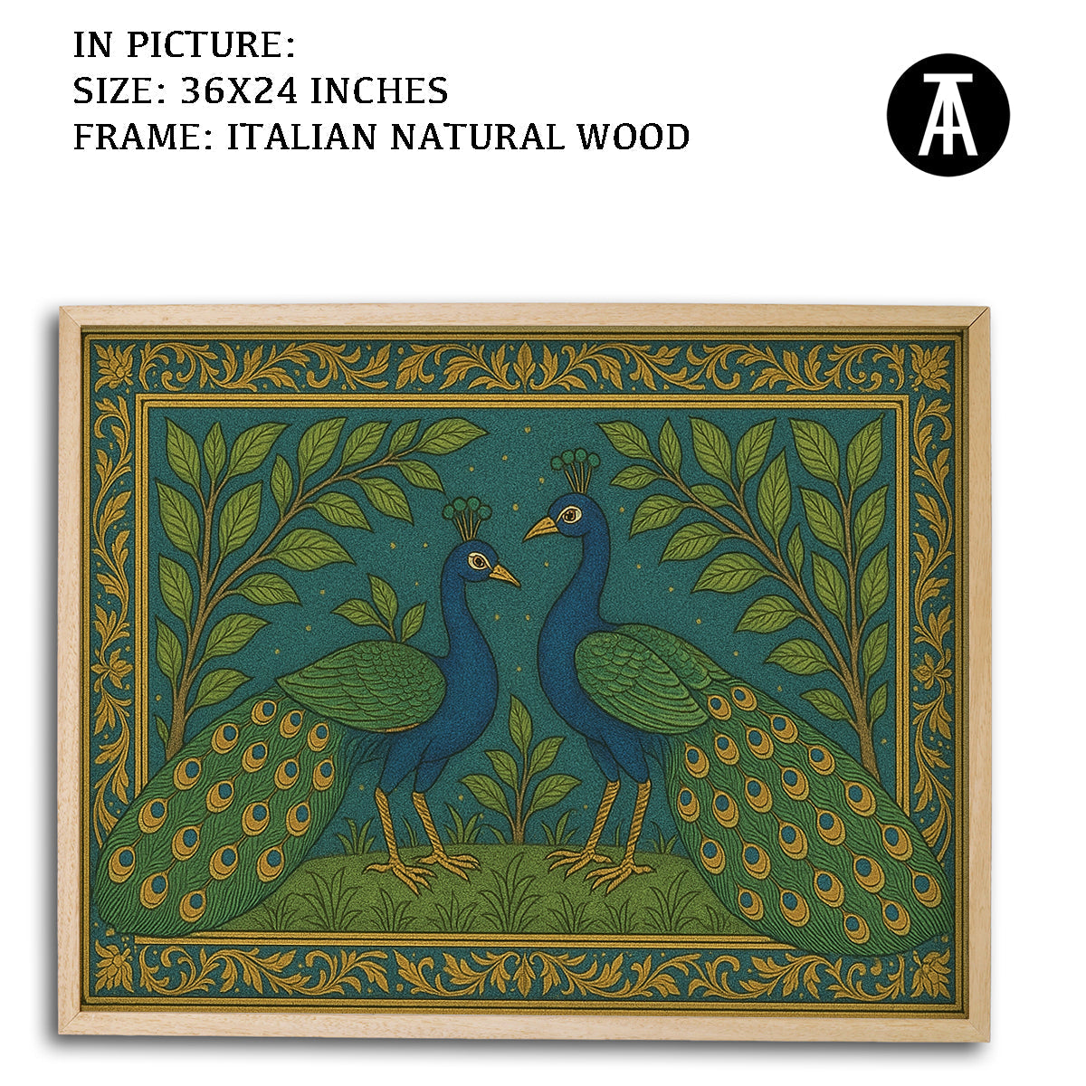 Artwork in Natural Wood Frame