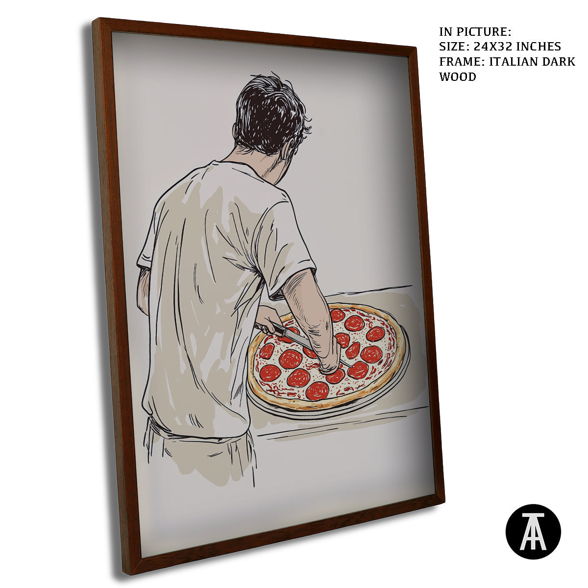Artwork in Dark Wood Frame