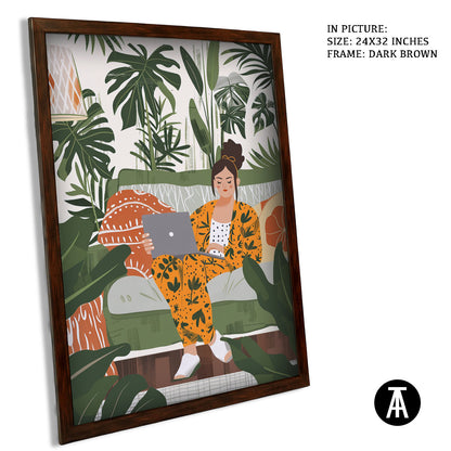 Artwork in Dark Brown Frame