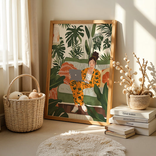 Boho Art Painting in a Lifestyle Setting