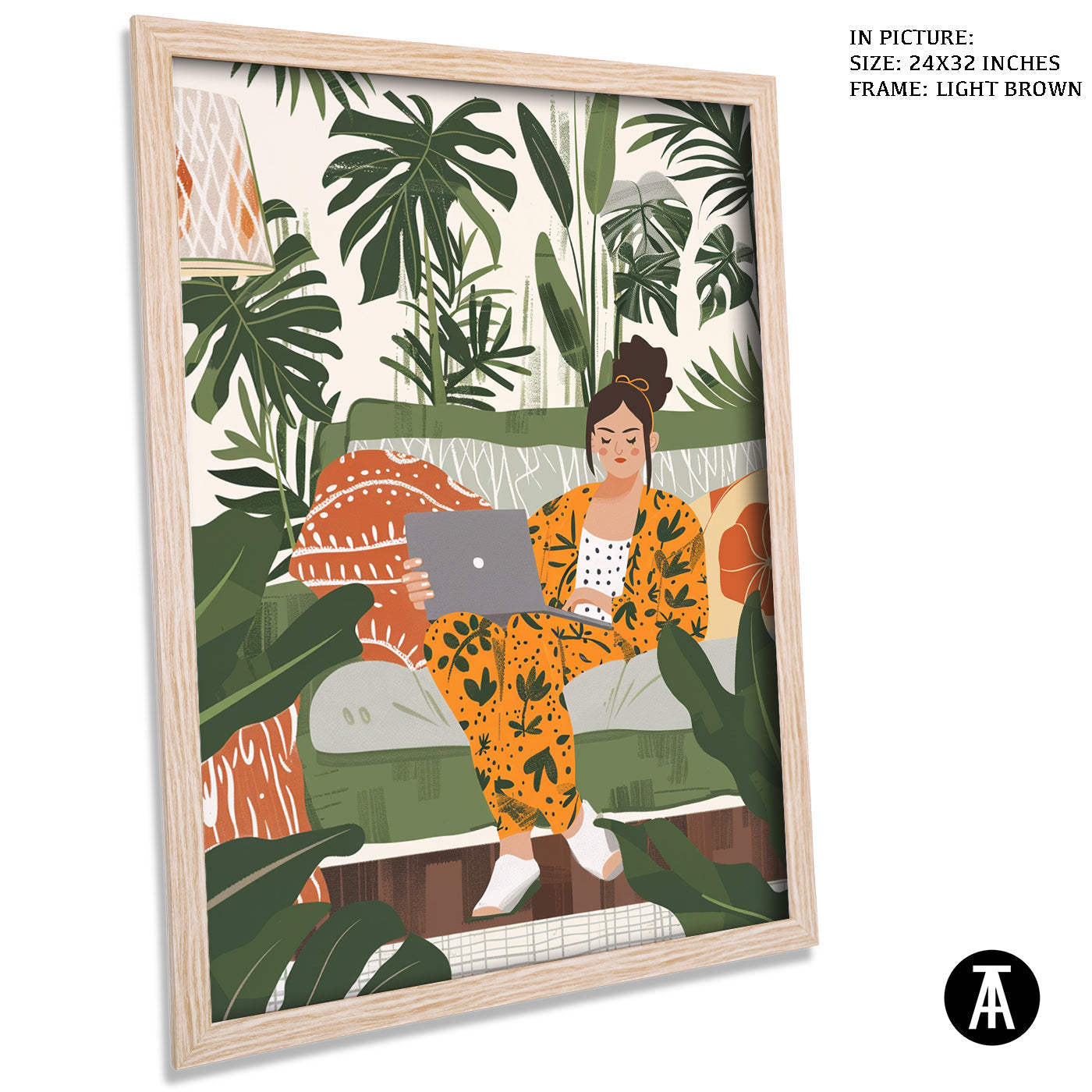 Artwork in Light Brown Frame