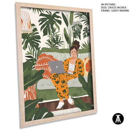 Artwork in Light Brown Frame