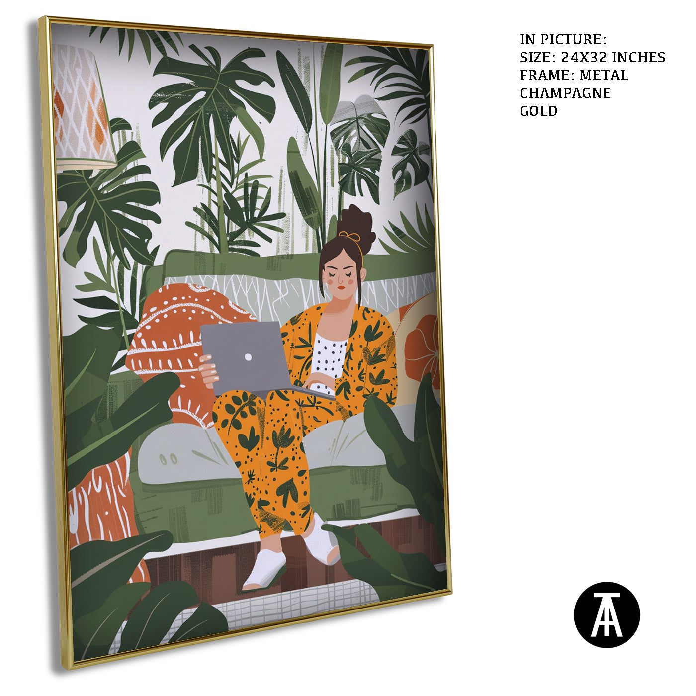Artwork in Metal Champagne Gold Frame