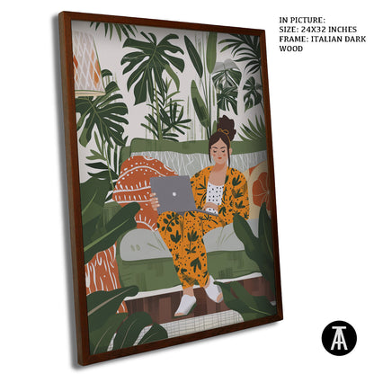 Artwork in Dark Wood Frame