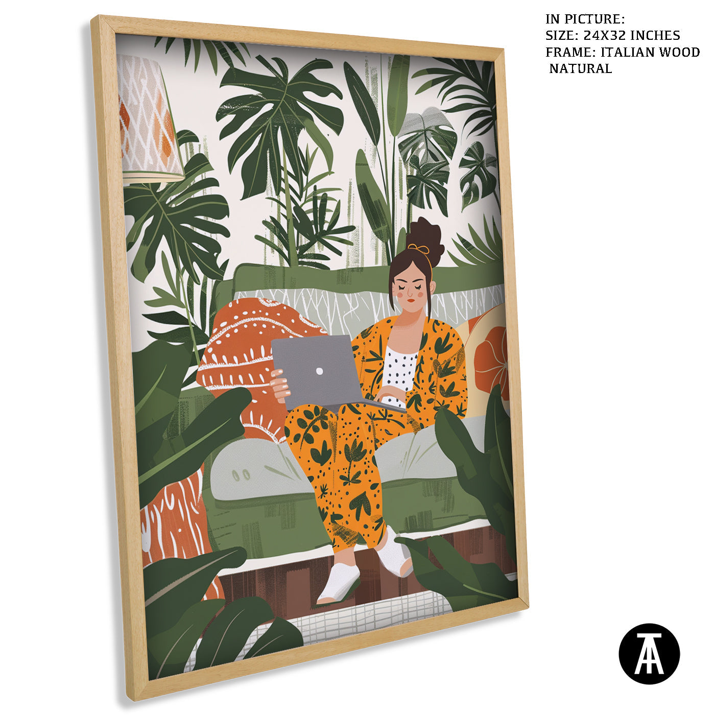 Artwork in Natural Wood Frame
