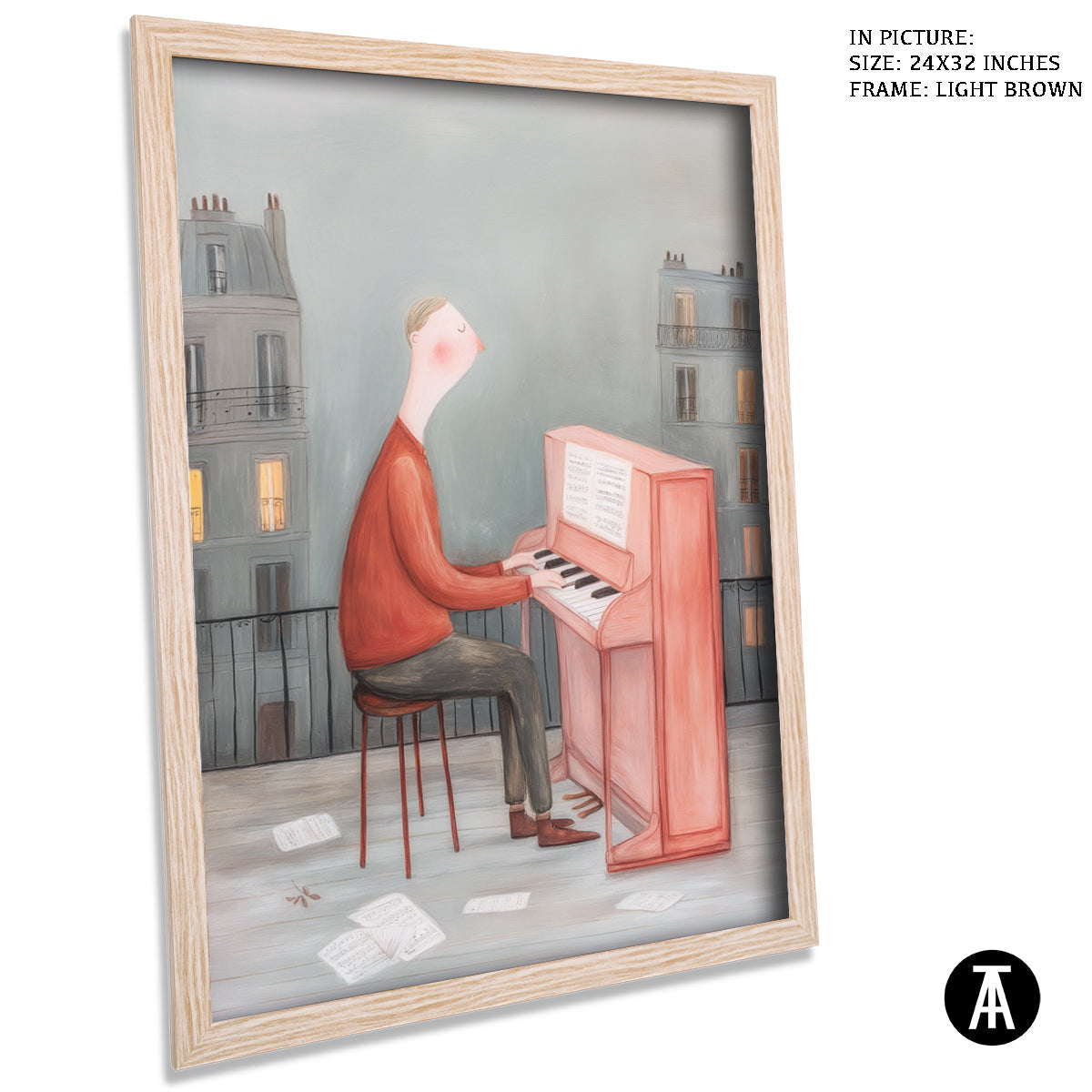 Artwork in Light Brown Frame