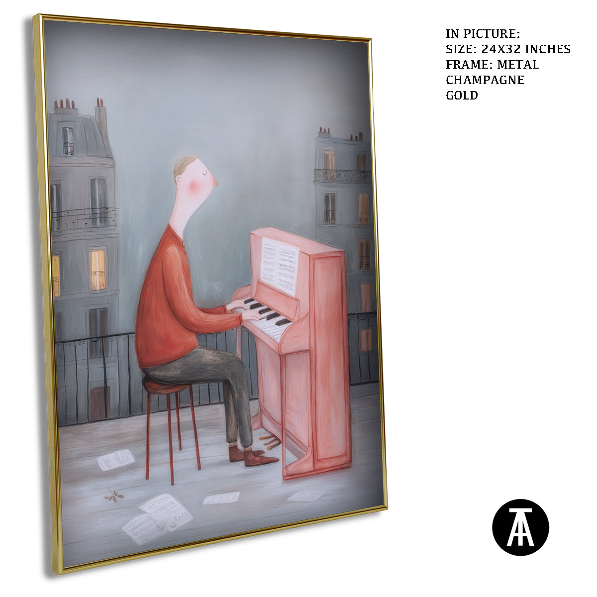 Artwork in Metal Champagne Gold Frame