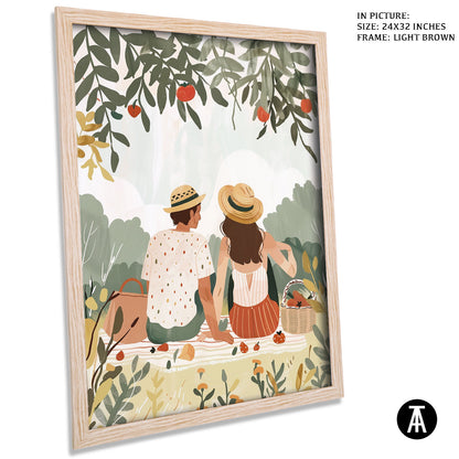 Artwork in Light Brown Frame