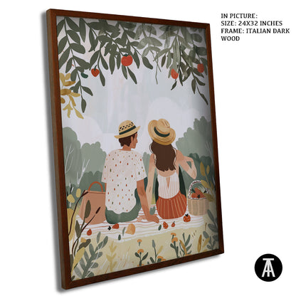 Artwork in Dark Wood Frame