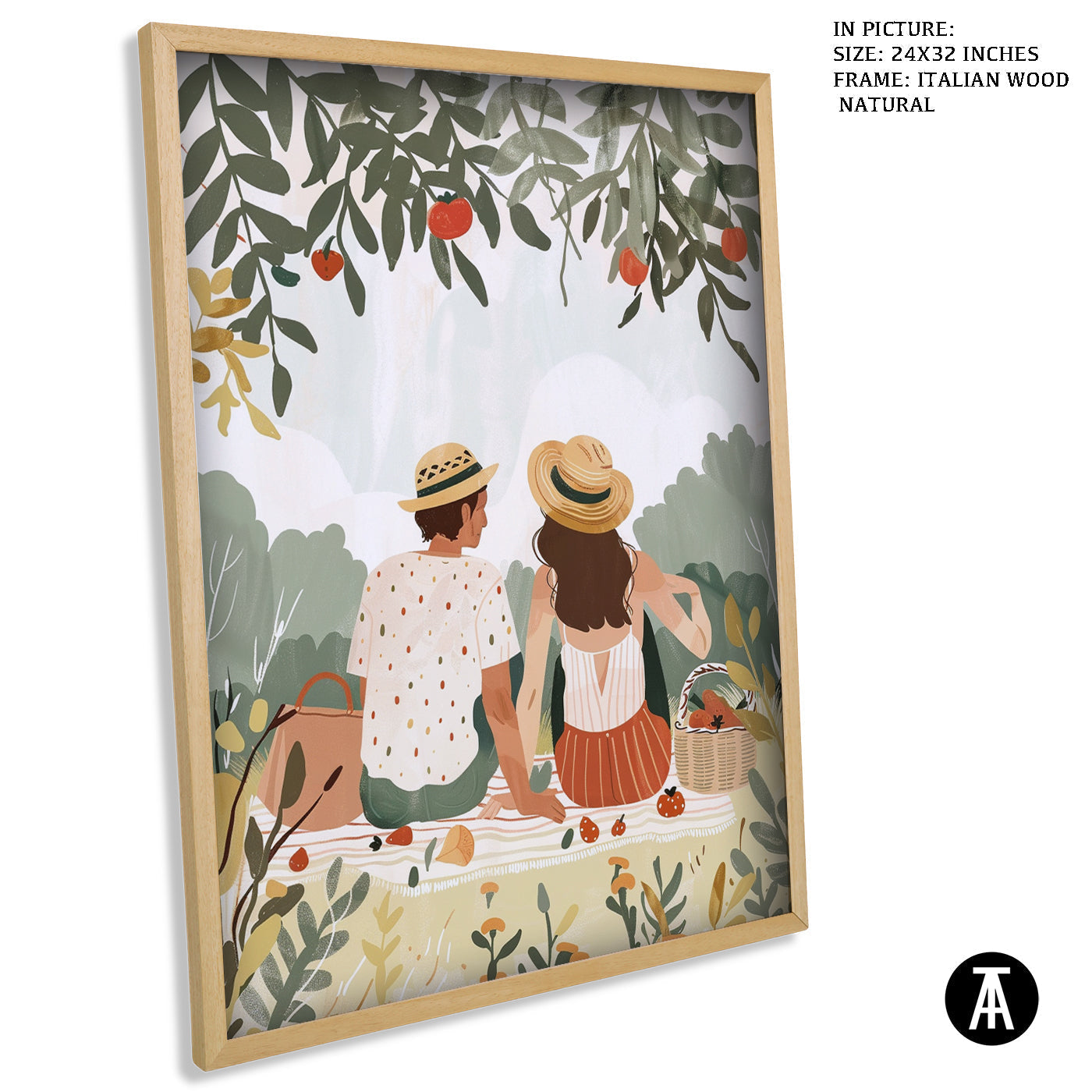 Artwork in Natural Wood Frame