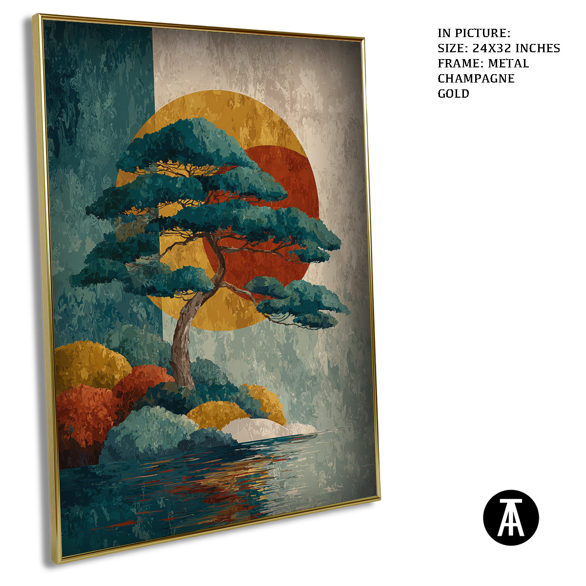Artwork in Light Brown Frame