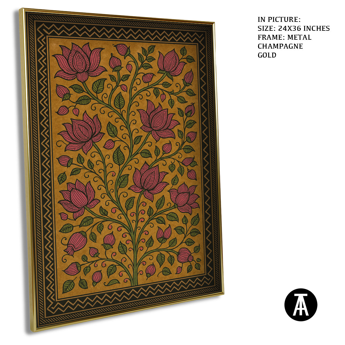 Artwork in Metal Champagne Gold Frame