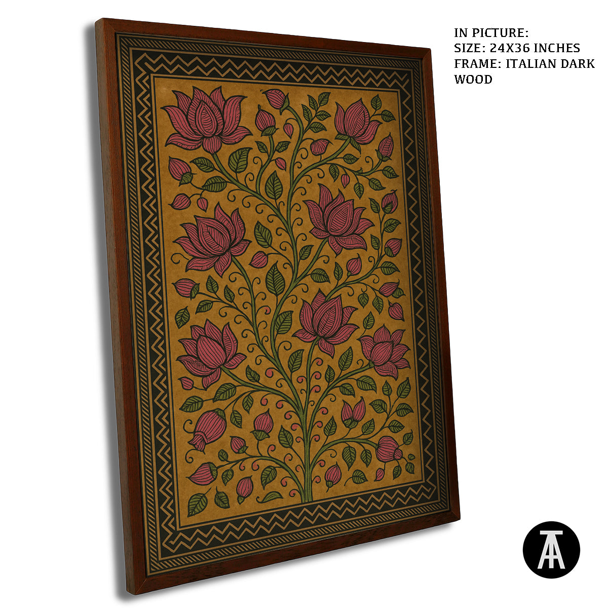 Artwork in Dark Wood Frame