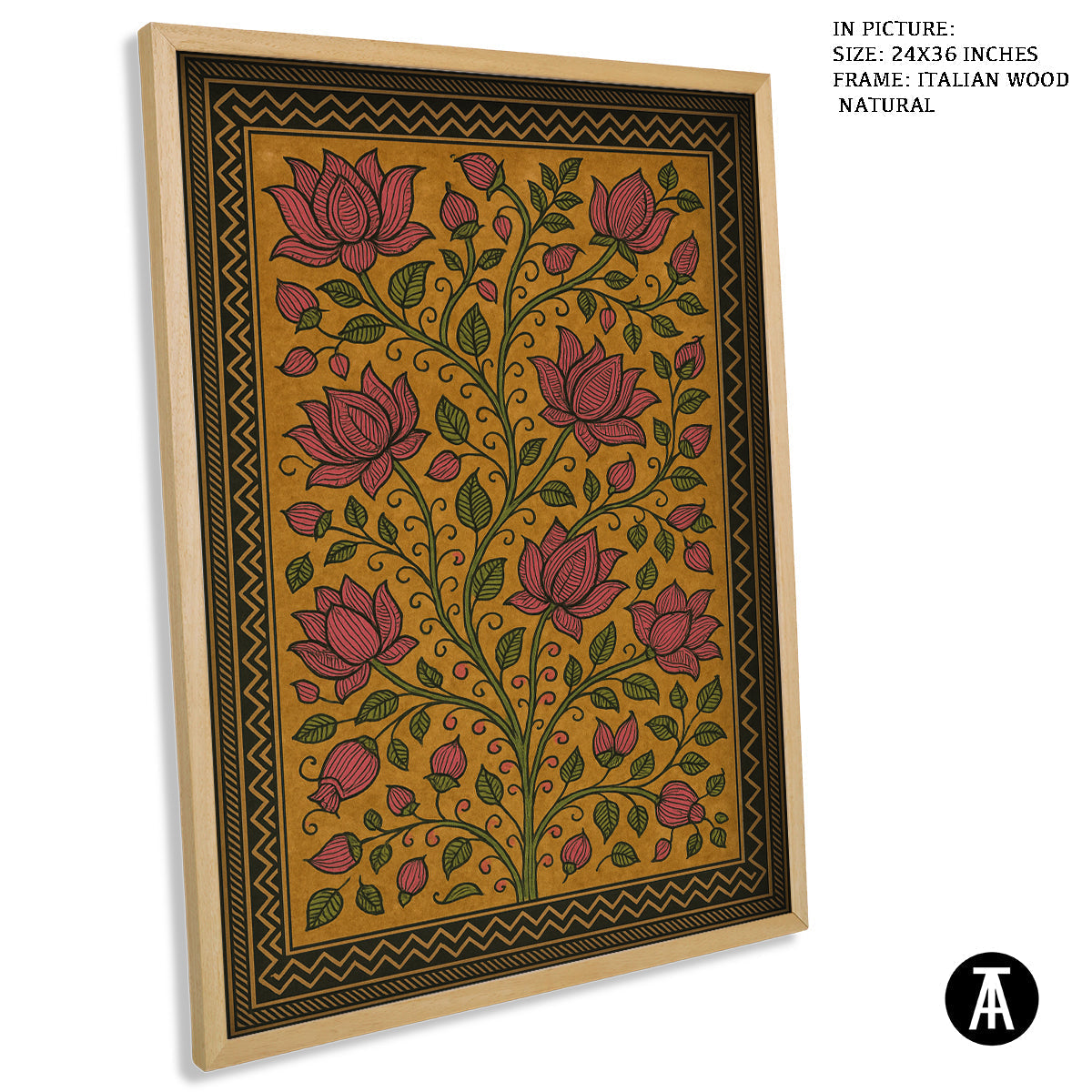 Artwork in Natural Wood Frame