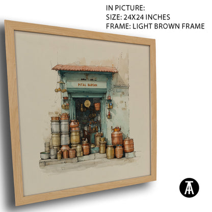 Artwork in Light Brown Frame