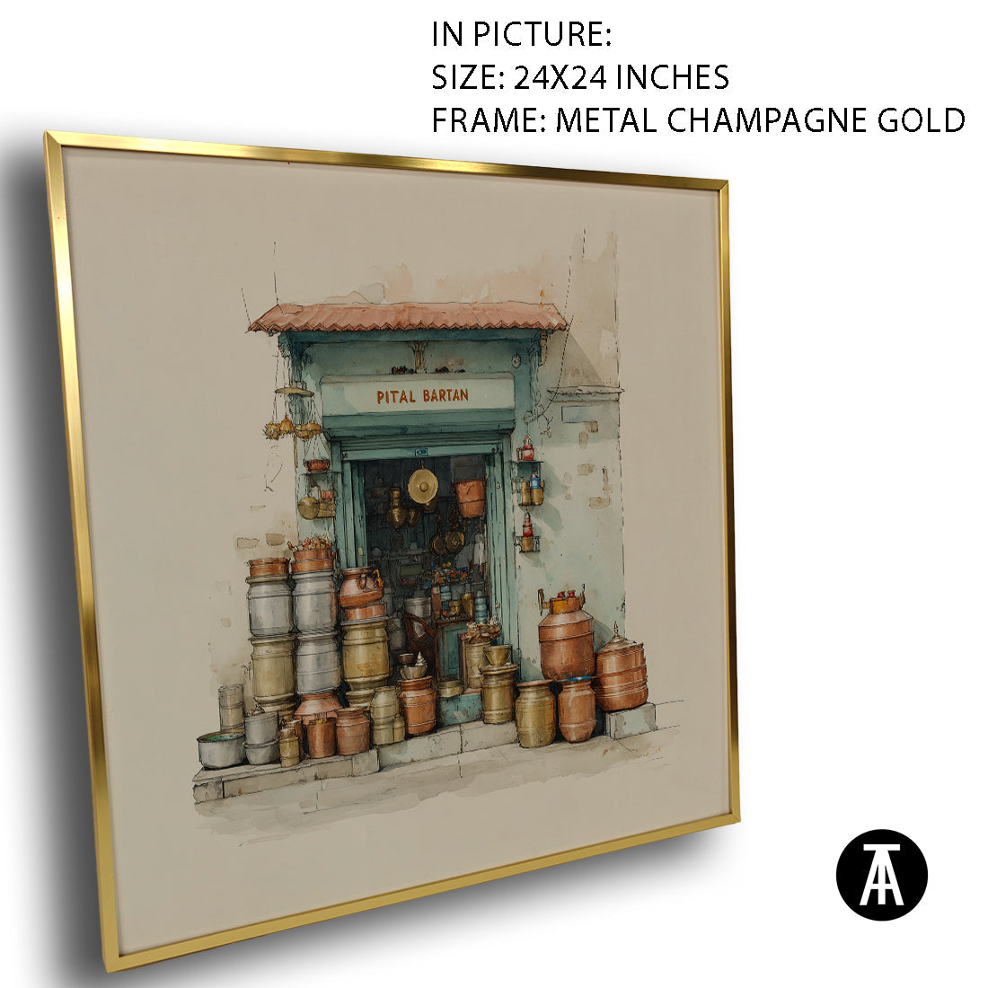 Artwork in Metal Champagne Gold Frame