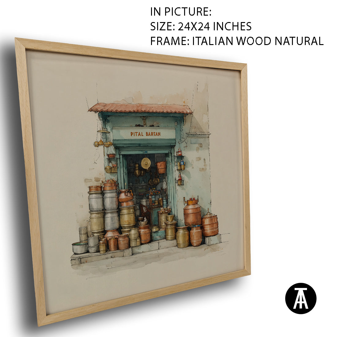 Artwork in Natural Wood Frame
