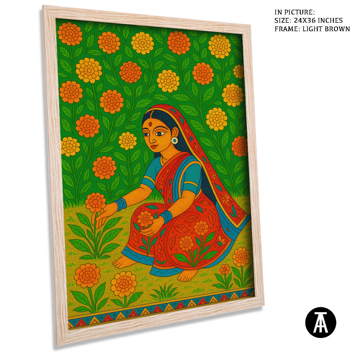 Artwork in Light Brown Frame