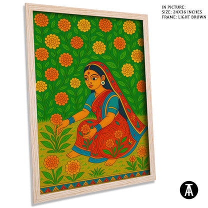 Artwork in Light Brown Frame
