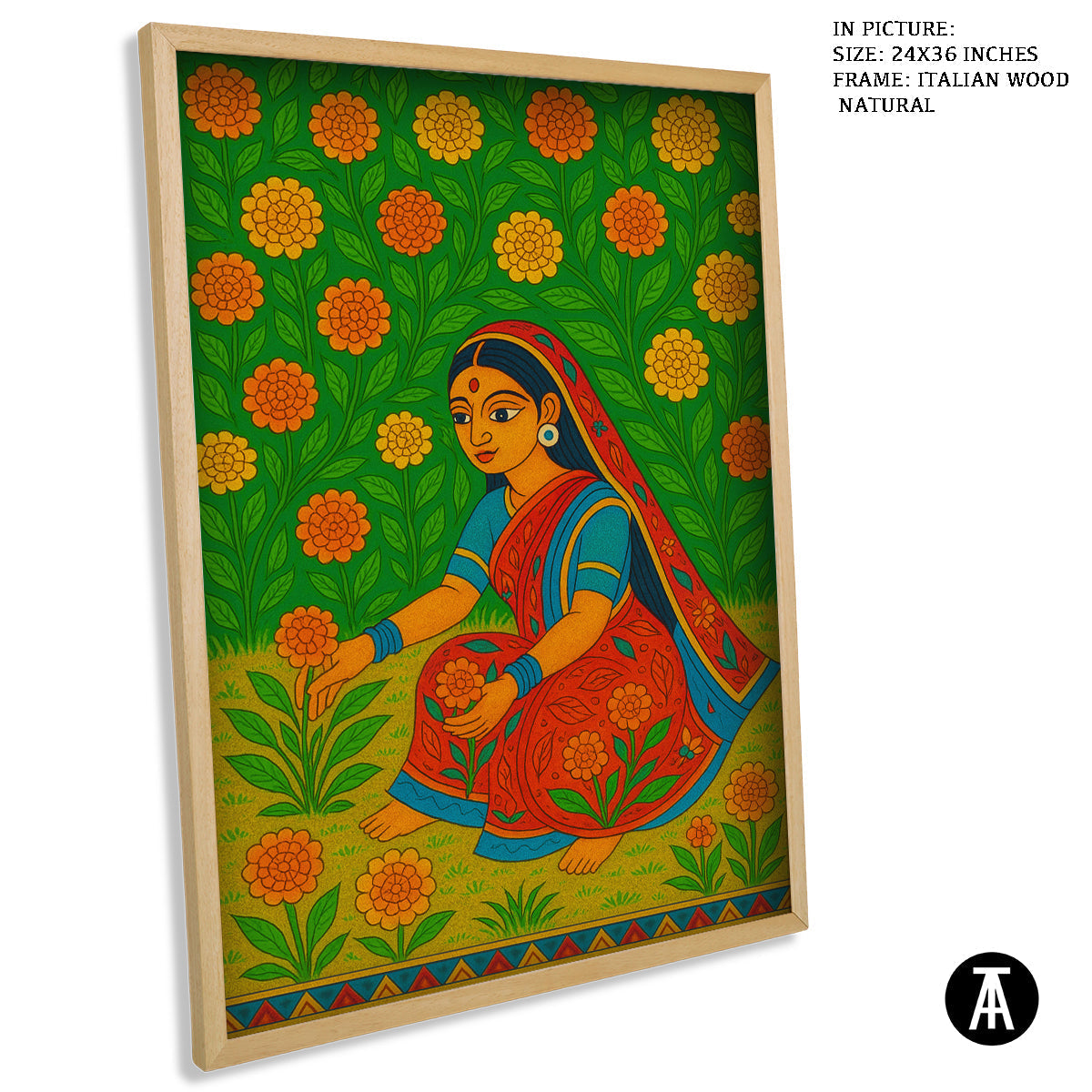 Artwork in Natural Wood Frame