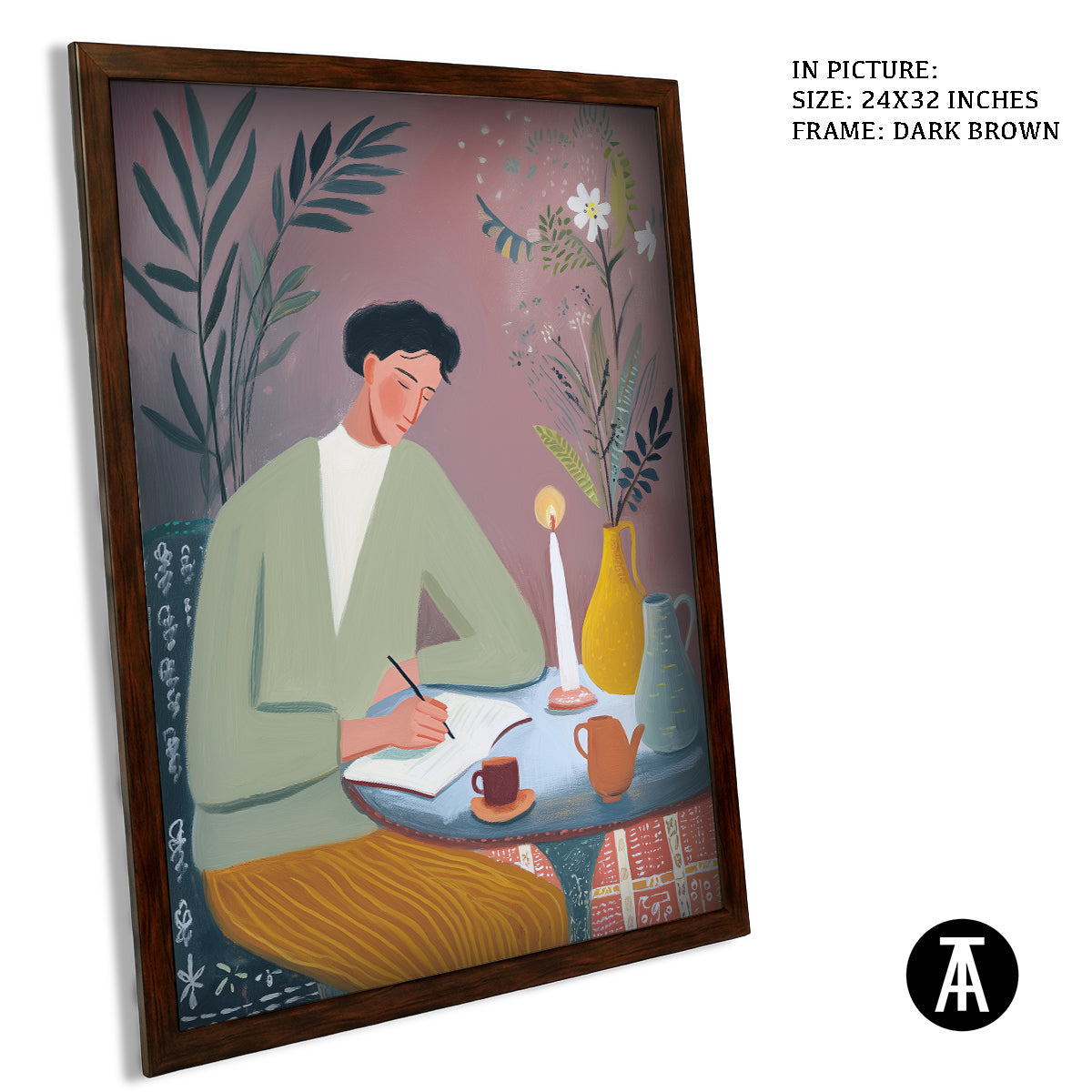 Artwork in Dark Brown Frame