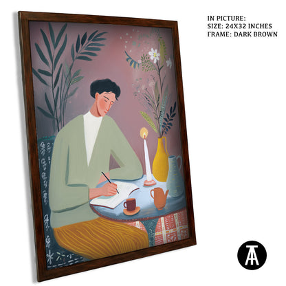 Artwork in Dark Brown Frame