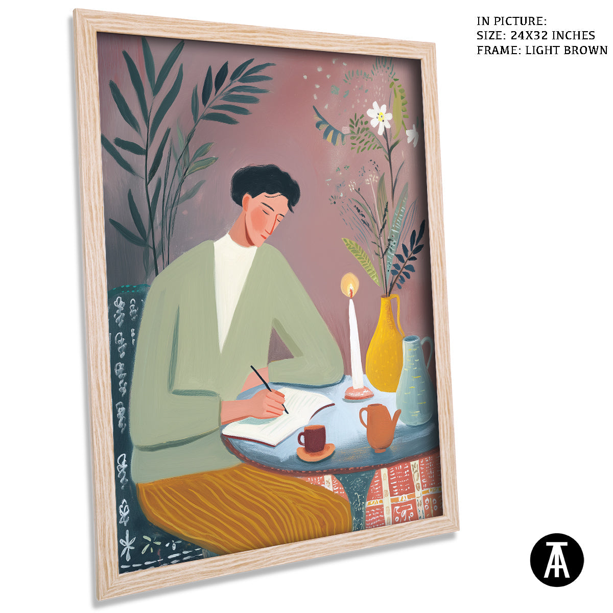 Artwork in Light Brown Frame