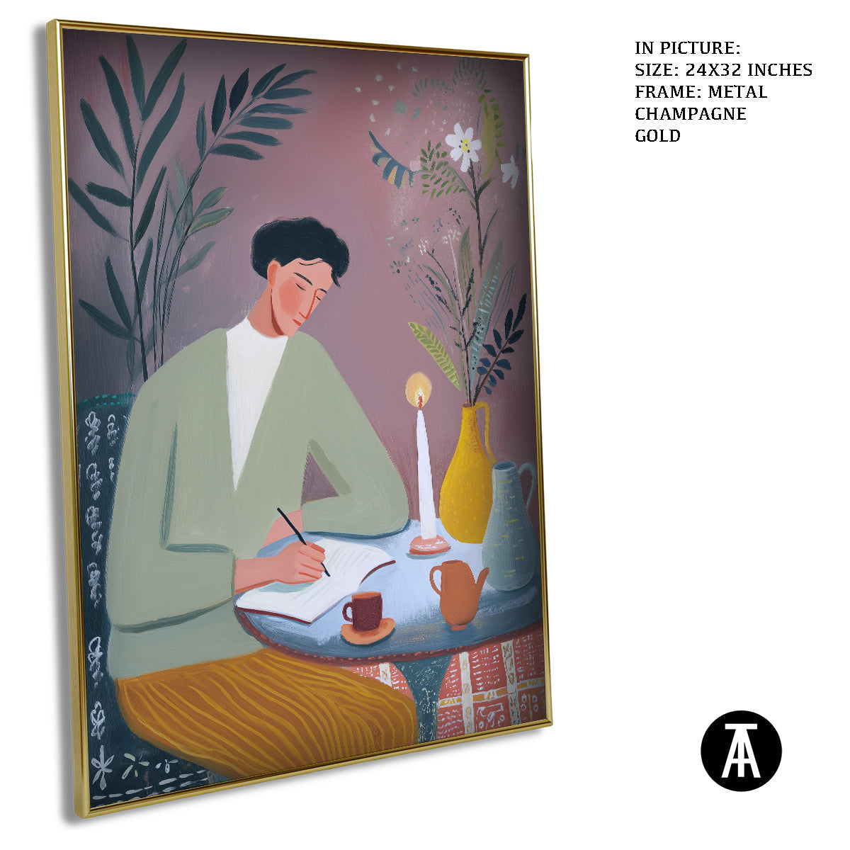 Artwork in Metal Champagne Gold Frame