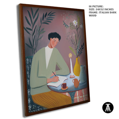 Artwork in Dark Wood Frame