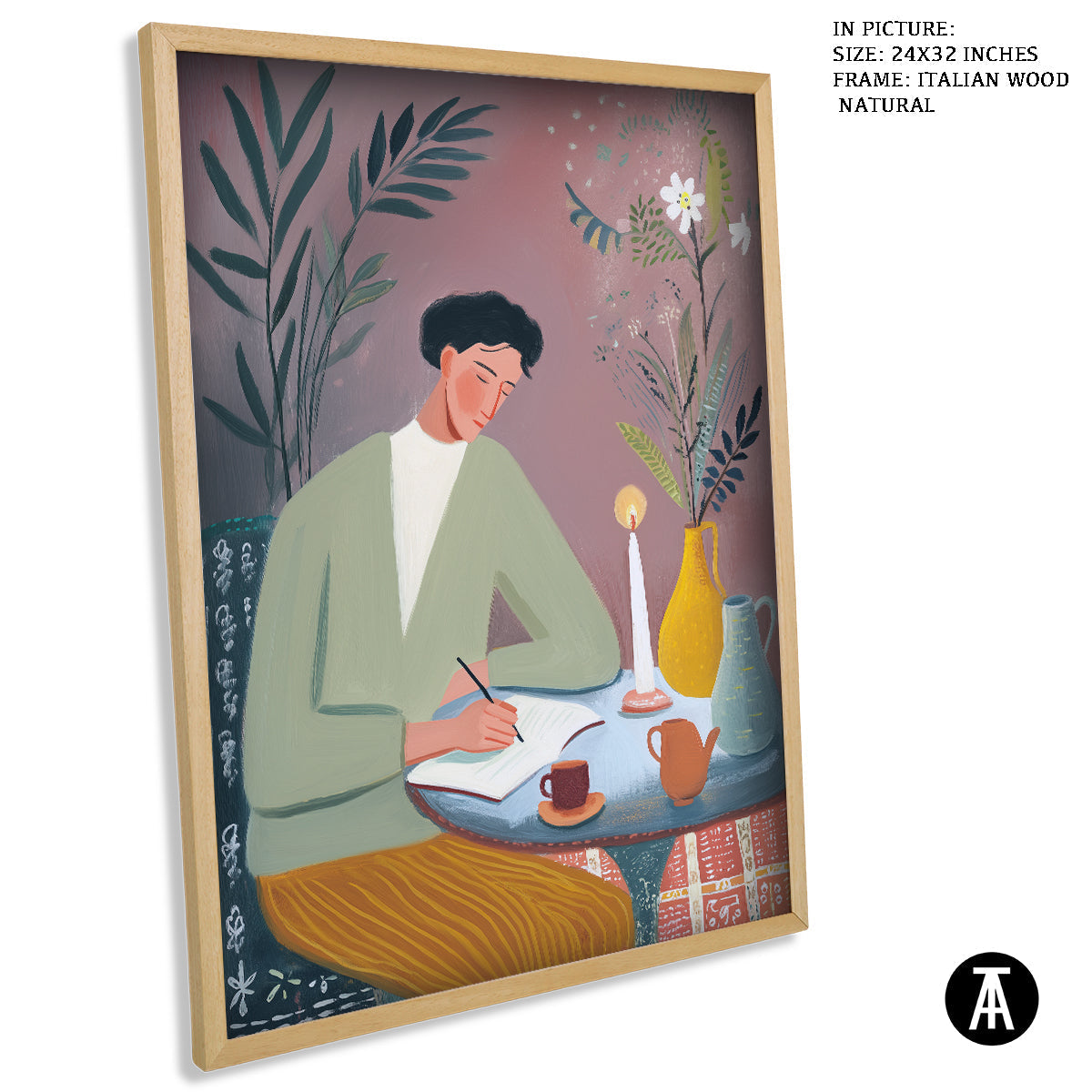 Artwork in Natural Wood Frame