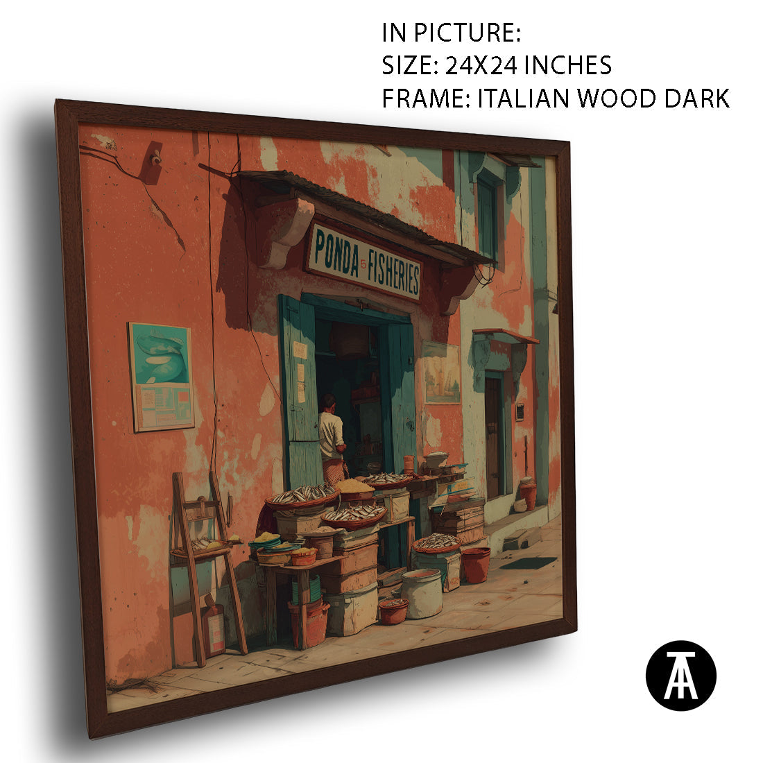 Artwork in Dark Wood Frame