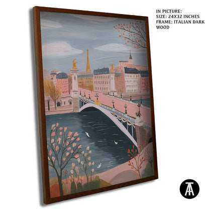 Artwork in Dark Wood Frame