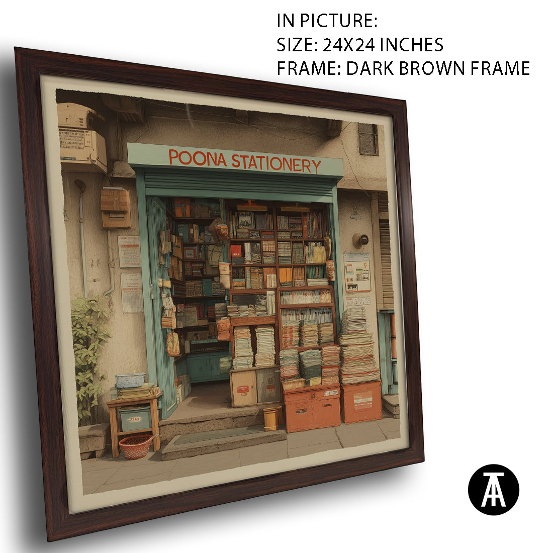Artwork in Dark Brown Frame