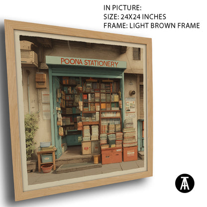 Artwork in Light Brown Frame
