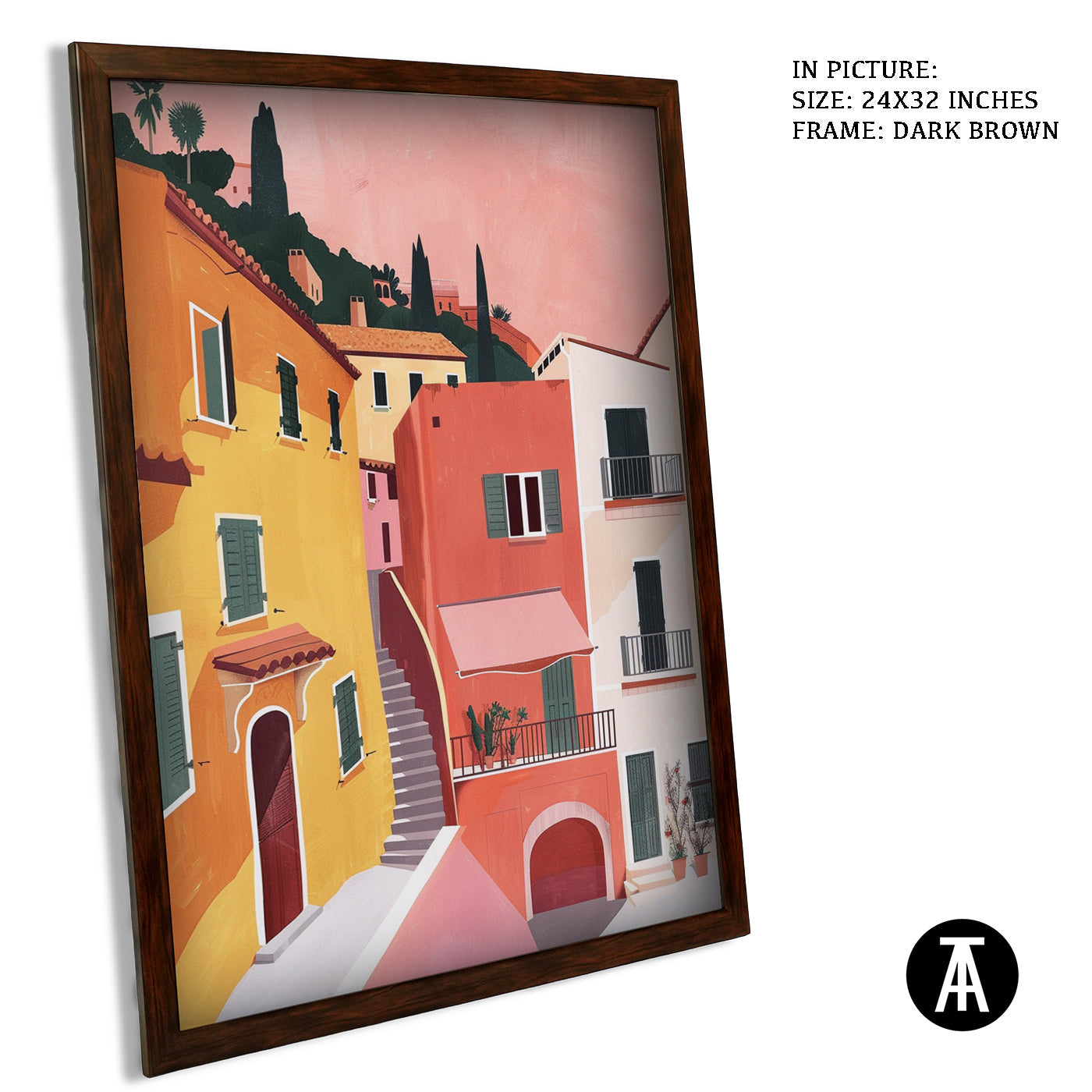 Artwork in Dark Brown Frame