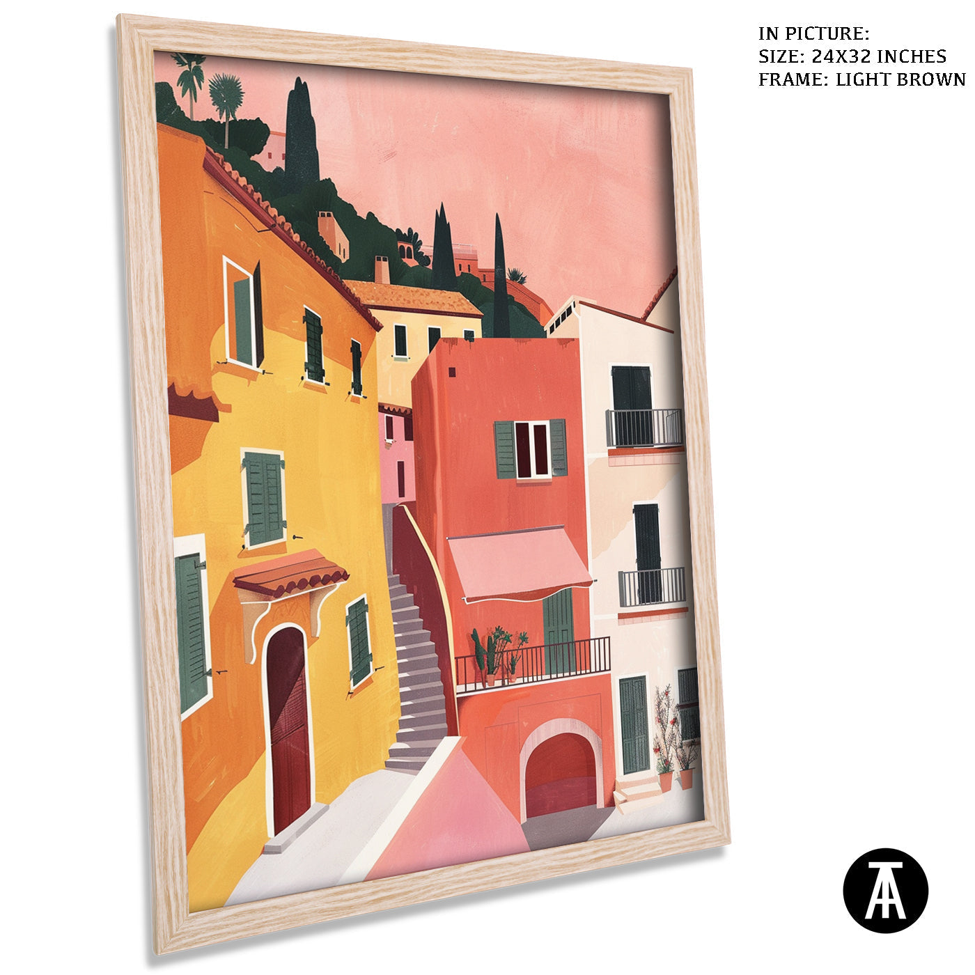 Artwork in Light Brown Frame