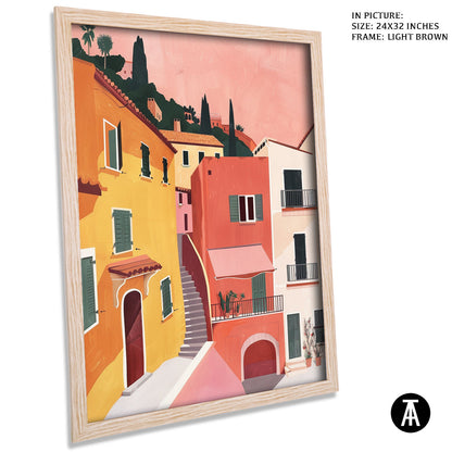 Artwork in Light Brown Frame