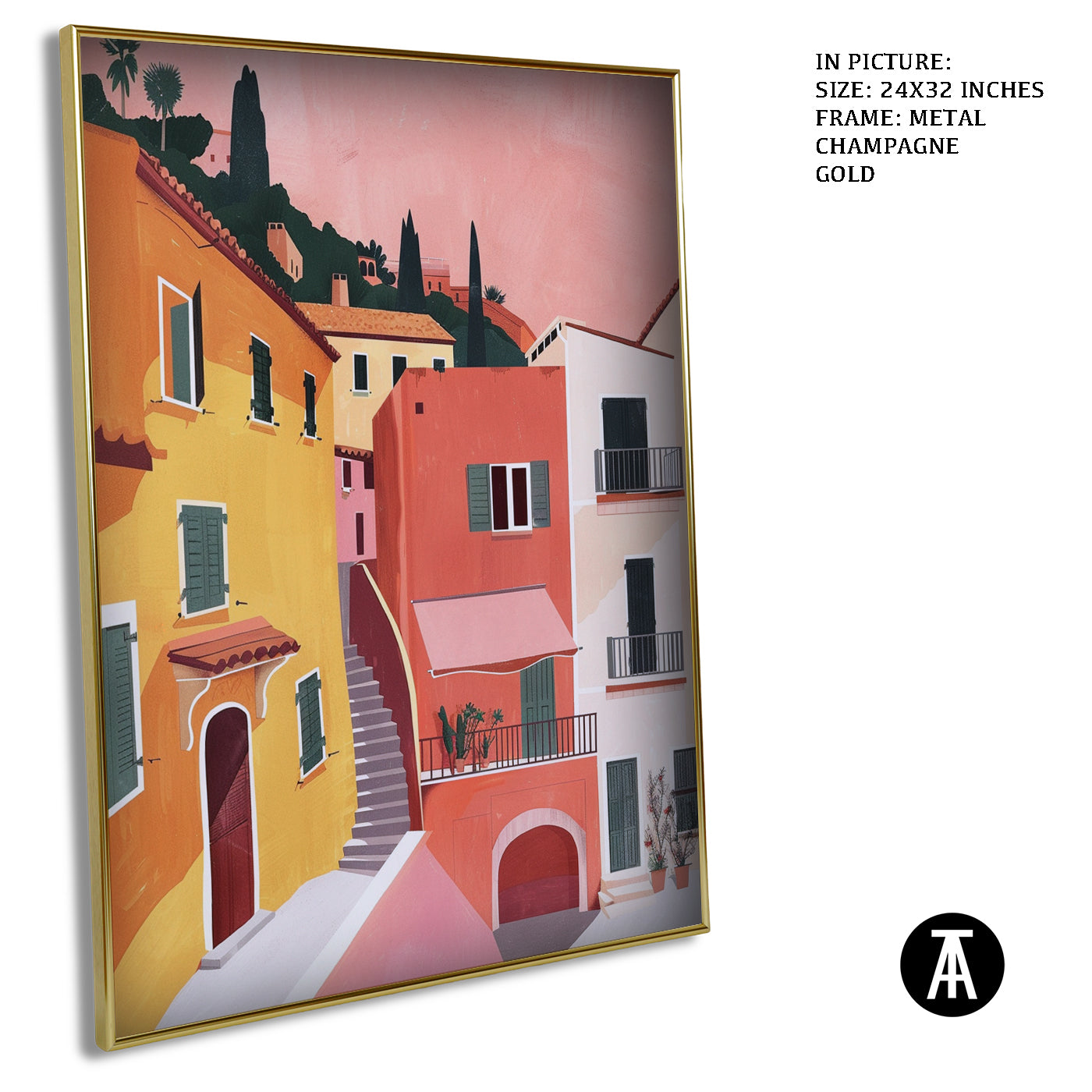 Artwork in Metal Champagne Gold Frame