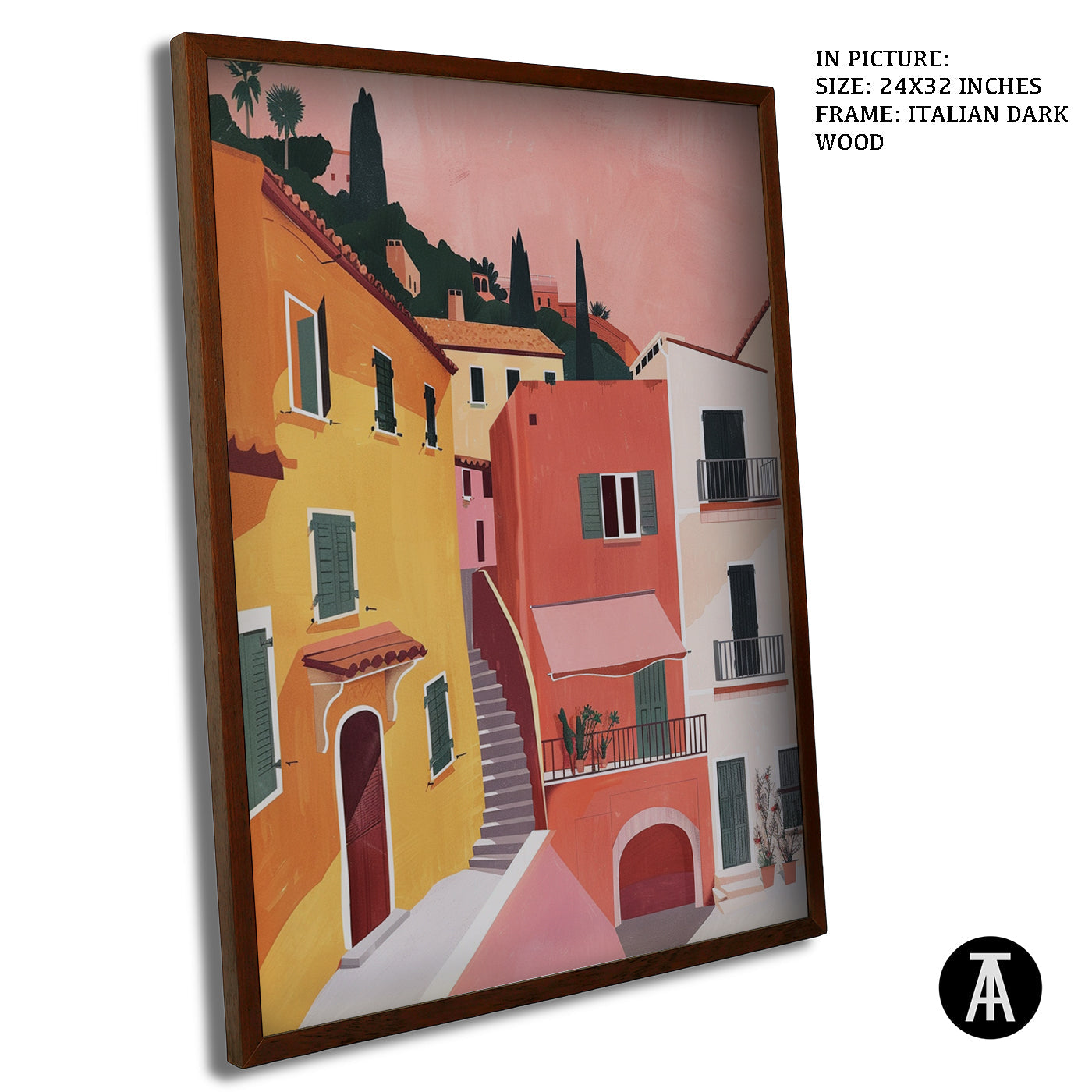 Artwork in Dark Wood Frame