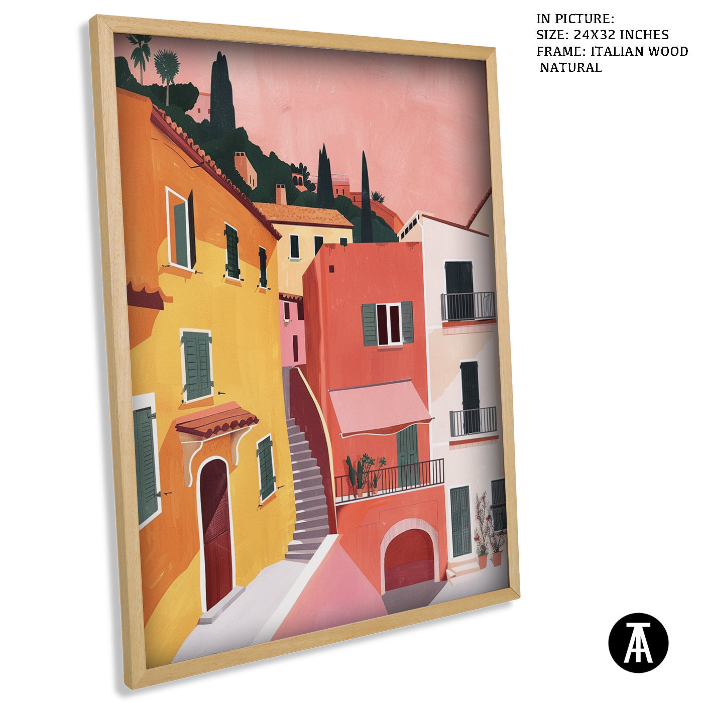 Artwork in Natural Wood Frame