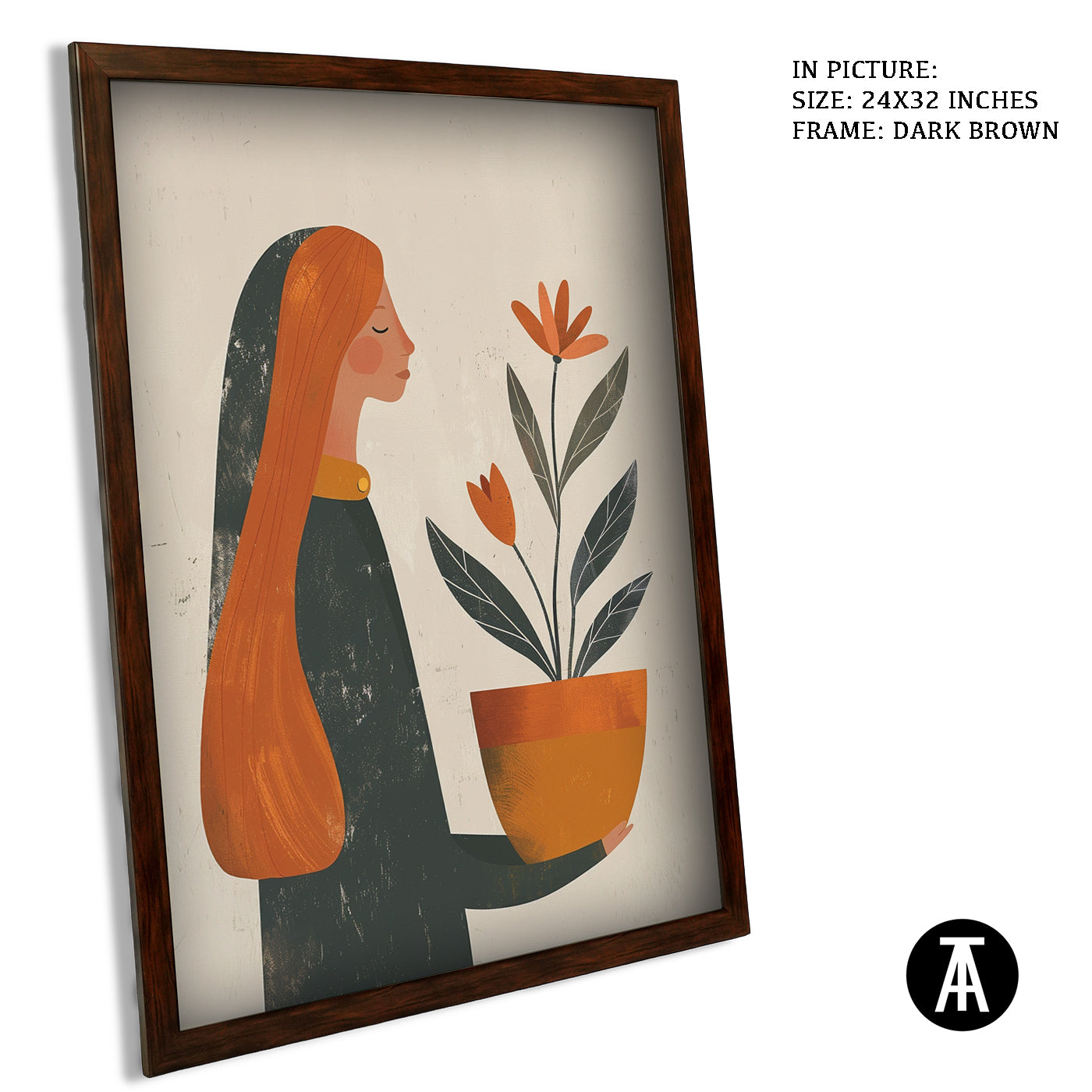 Artwork in Dark Brown Frame