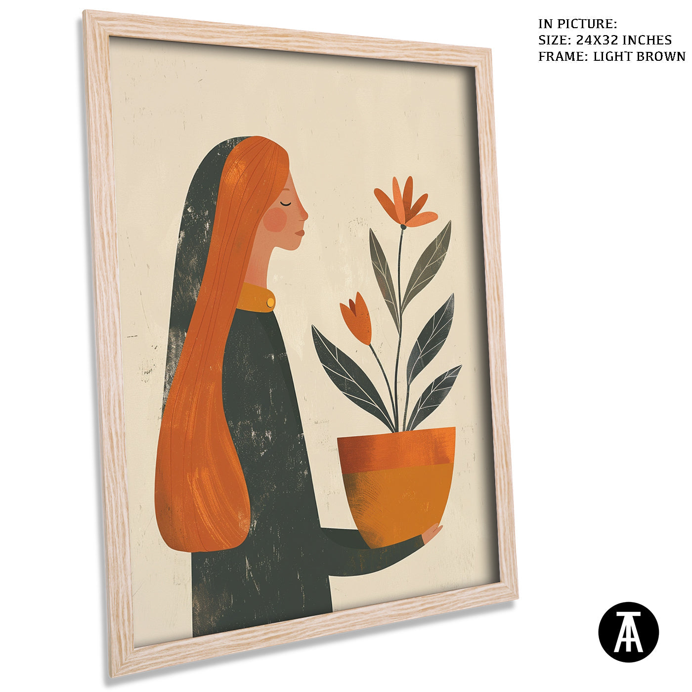 Artwork in Light Brown Frame