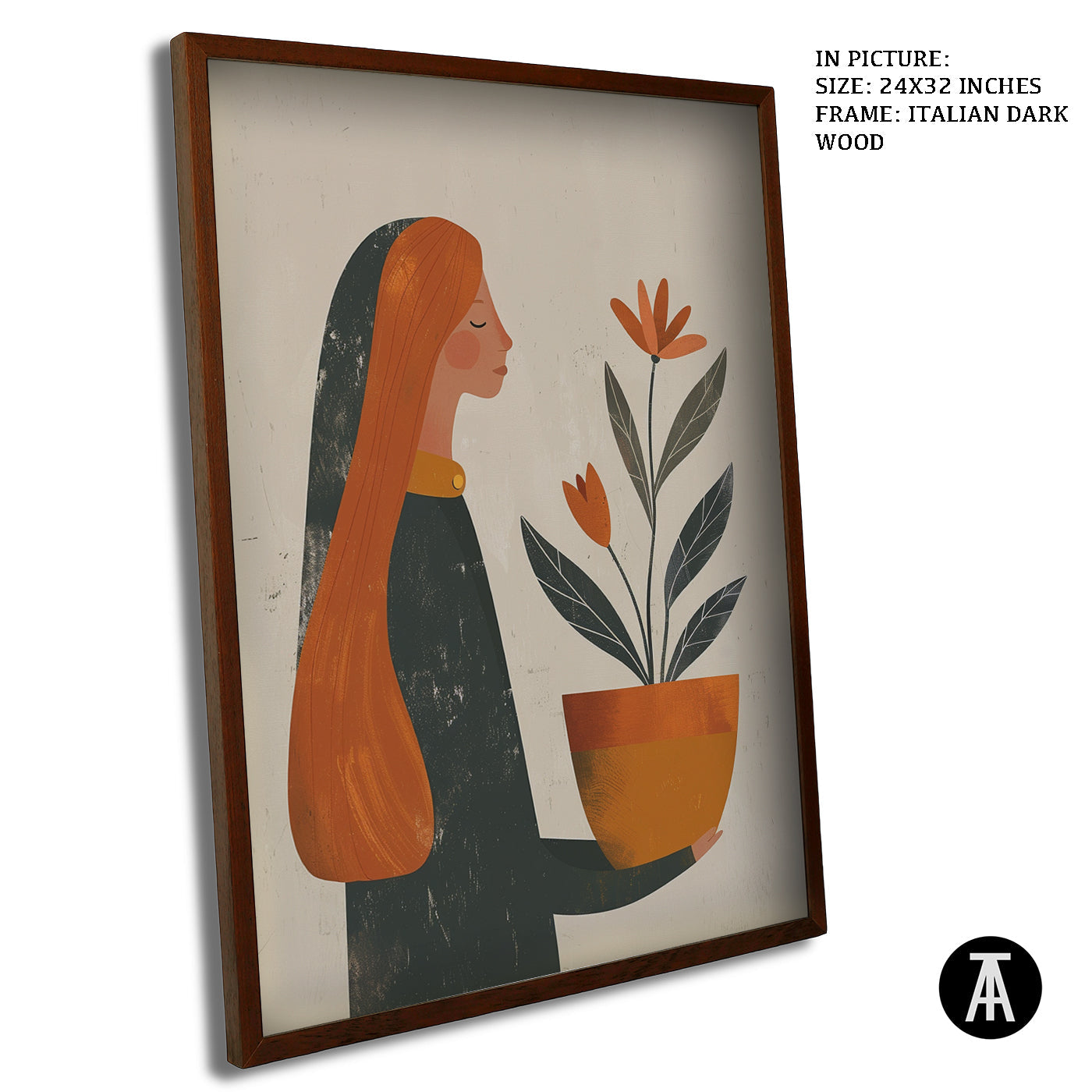 Artwork in Dark Wood Frame