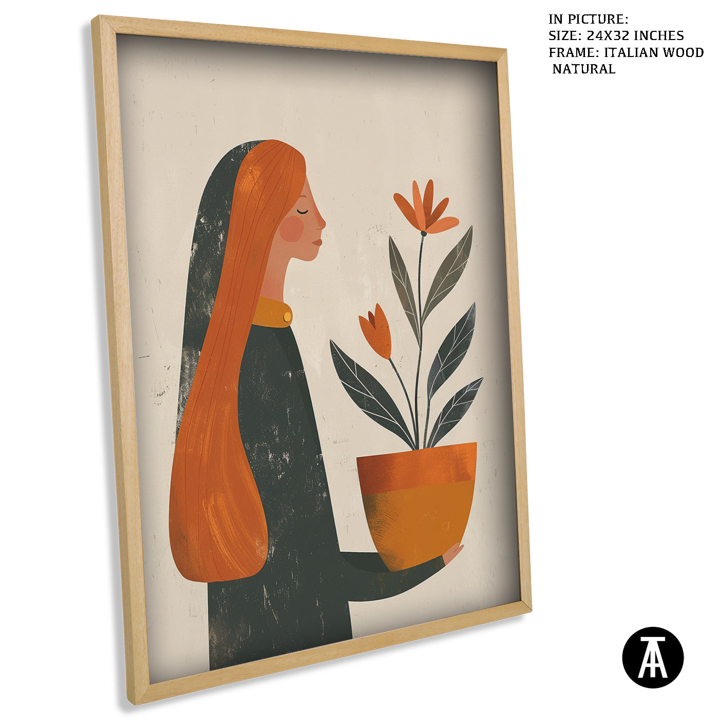 Artwork in Natural Wood Frame